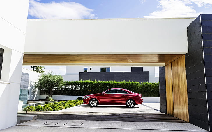 Mercedes Benz CLA Class, red sedan, Mercedes CLA, 2014 Mercedes CLA, HD wallpaper