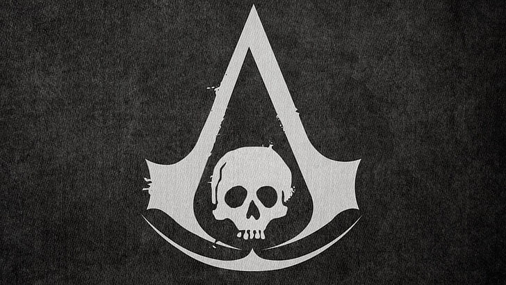 Assassin's Creed Black Flag логотип, Assassin's Creed, череп, видеоигры, HD обои