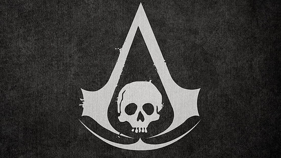 Logo Assassin's Creed Black Flag, Assassin's Creed, skull, video games, Wallpaper HD HD wallpaper