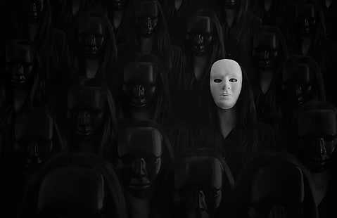 scuro, maschera, bianco, nero, Sfondo HD HD wallpaper