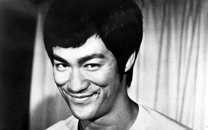Bruce Lee, Bruce Lee, leende, monokrom, män, HD tapet