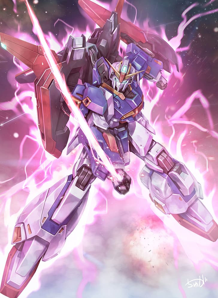 Anime, Roboter, Gundam, Zeta Gundam, Mobiler Anzug Zeta Gundam, Super Robot Wars, Kunstwerk, Fankunst, digitale Kunst, HD-Hintergrundbild, Handy-Hintergrundbild