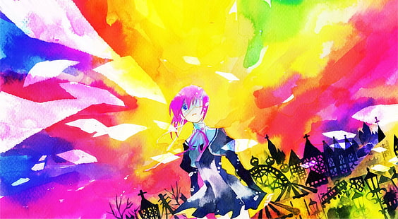 аниме, разноцветные, эф - сказка двух, Синдо Тихиро, аниме девушки, HD обои HD wallpaper