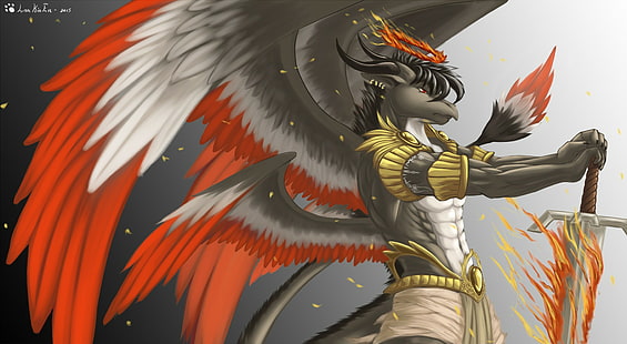 Anthro, dragon, Furry, épée, ailes, Fond d'écran HD HD wallpaper
