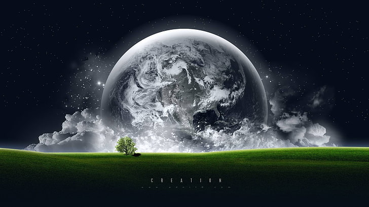 moonlight, planet, nature, space, HD wallpaper