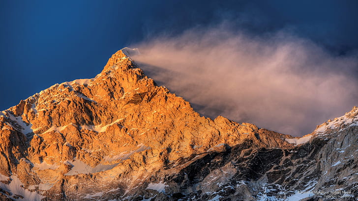 日没、ネパール、山でマカルルの頂上、 HDデスクトップの壁紙
