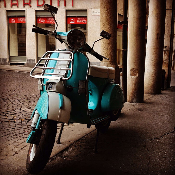 italy, retro, rome, scooter, travel, vespa, vintage, HD wallpaper