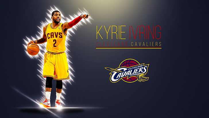 Kyrie Irving with text overlay, NBA, Cleveland Cavaliers, basketball, Kyrie Irving, HD wallpaper