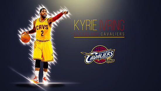 Kyrie Irving ile metin kaplaması, NBA, Cleveland Cavaliers, basketbol, ​​Kyrie Irving, HD masaüstü duvar kağıdı HD wallpaper