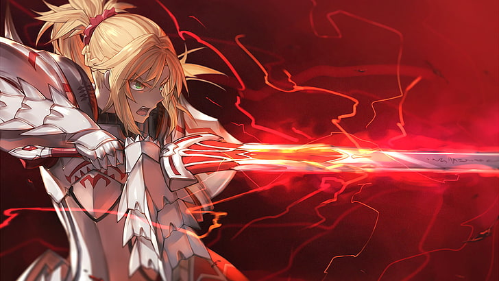male anime character with sword, armor, sword, blonde, Mordred (Fate/Apocrypha), Fate Series, Fate/Apocrypha, HD wallpaper