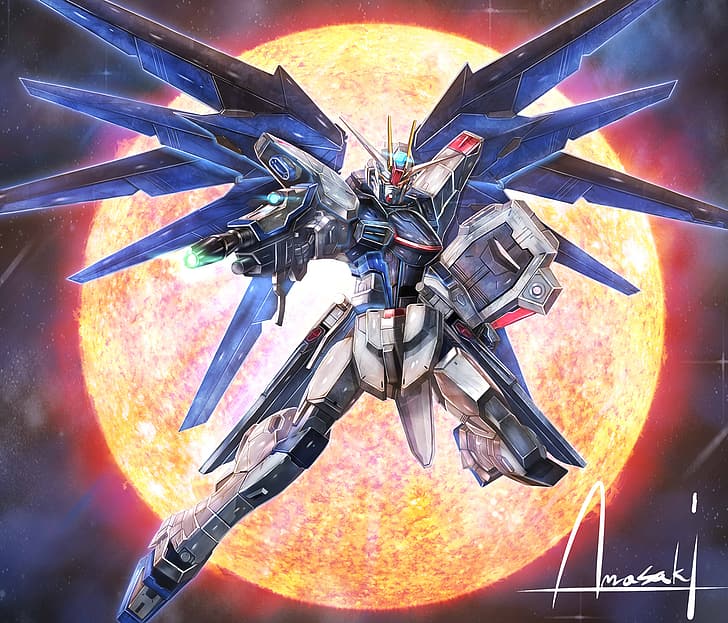 anime, robot, Gundam, Mobil Suit Gundam Seed, Super Robot Wars, ZGMF-X10A dom, digital konst, konstverk, fan art, HD tapet