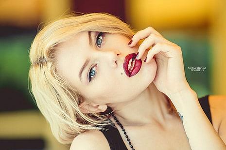 женщины, лицо, портрет, блондинка, губы, HD обои HD wallpaper