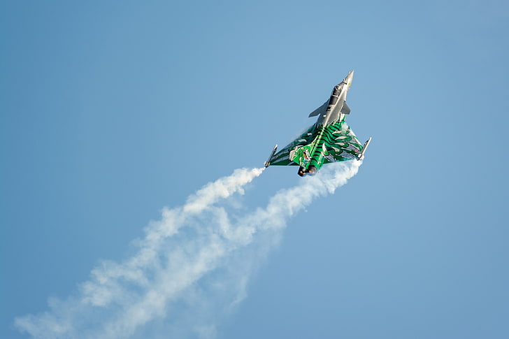 เครื่องบินสีเขียวและสีเทาเครื่องบินการแสดงทหาร Dassault Rafale, วอลล์เปเปอร์ HD