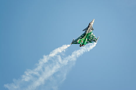 pesawat hijau dan abu-abu, pesawat terbang, pertunjukan udara, militer, Dassault Rafale, Wallpaper HD HD wallpaper