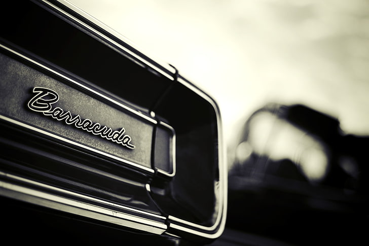 Barracuda emblem, macro, the inscription, Barracuda, Plymouth, Muscle car, HD wallpaper