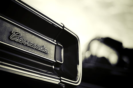Emblema Barracuda, macro, iscrizione, Barracuda, Plymouth, muscle car, Sfondo HD HD wallpaper