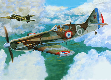 เครื่องบิน, เครื่องบินรบ, ศิลปะ, BBC, ฝรั่งเศส, ฝรั่งเศส, WW2., single, D.520, Dewoitine, วอลล์เปเปอร์ HD HD wallpaper