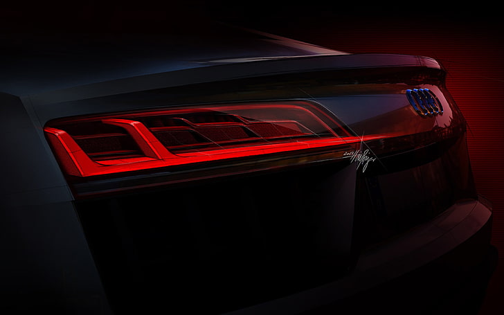vehicle tail lights, Audi R8, car, vehicle, Super Car , concept art, artwork, Tailights, HD wallpaper