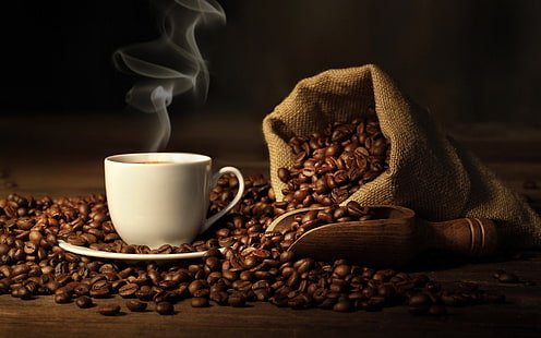 Kaffee, Tasse, Rauch, Sack, HD-Hintergrundbild HD wallpaper