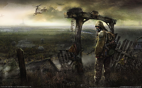 der Zaun, Stalker, Tschernobyl, klarer Himmel, Pripyat, HD-Hintergrundbild HD wallpaper