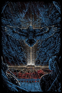 ilustração de coruja com asas abertas, Kilian Eng, Blade Runner, ficção científica, coruja, arte dos fãs, HD papel de parede HD wallpaper