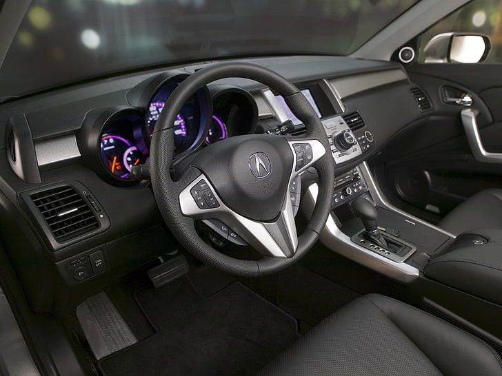 black Acura steering wheel, acura, rdx, salon, interior, steering wheel, speedometer, HD wallpaper