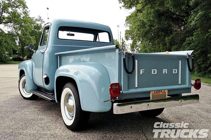 1954, classic, ford-f100, old, original, pickup, usa, vintage, HD wallpaper