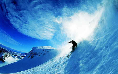 Катание на лыжах над снегом HD, фотография, снег, более, катание на лыжах, HD обои HD wallpaper