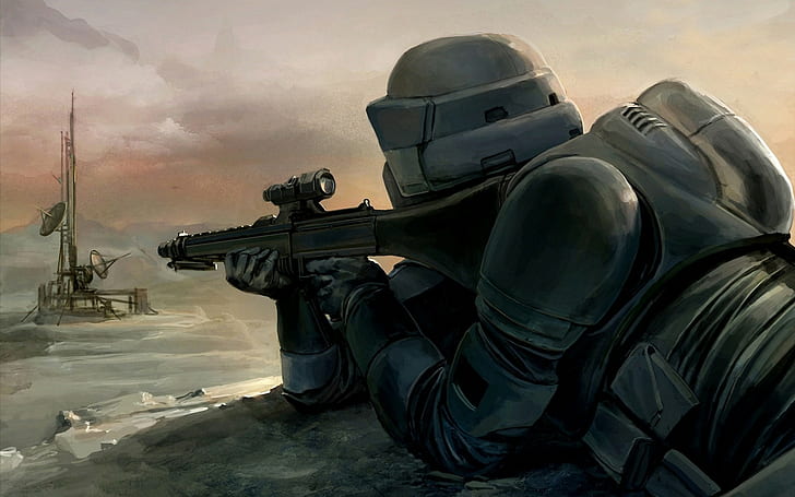 rifles, Star Wars, sniper rifle, artwork, HD wallpaper