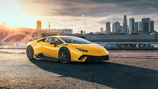 Lamborghini, Lamborghini Huracan, bil, sportbil, superbil, fordon, gul bil, HD tapet HD wallpaper