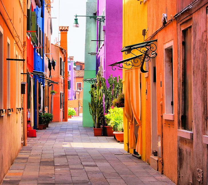 cidade, urbana, colorida, rua, HD papel de parede