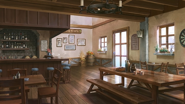 Anime, Original, Tavern, HD wallpaper