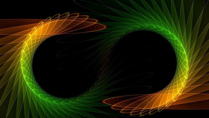 fondo de pantalla verde y naranja, abstracto, fractal, Fondo de pantalla HD