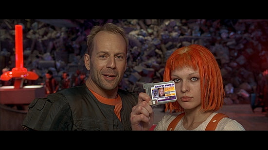 영화, 다섯 번째 요소, Bruce Willis, Korben Dallas, Leeloo (다섯 번째 요소), Milla Jovovich, HD 배경 화면 HD wallpaper