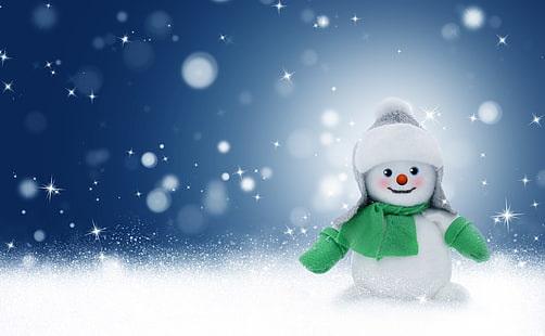 かわいいクリスマス雪だるま、雪だるまの壁紙、休日、クリスマス、マジック、冬、雪、装飾、雪だるま、雪が降る、 HDデスクトップの壁紙 HD wallpaper