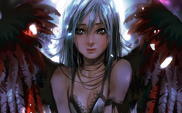 female with wings cartoon character, fantasy art, HD wallpaper