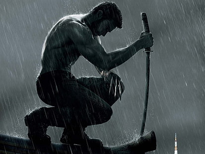 Katana de punho preto, X-Men, O Wolverine, Wolverine, HD papel de parede HD wallpaper