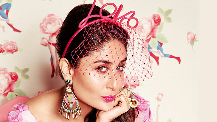 woman wearing pink Love aliceband, Kareena Kapoor, Vogue India, Bollywood, Magazine, Photoshoot, HD wallpaper