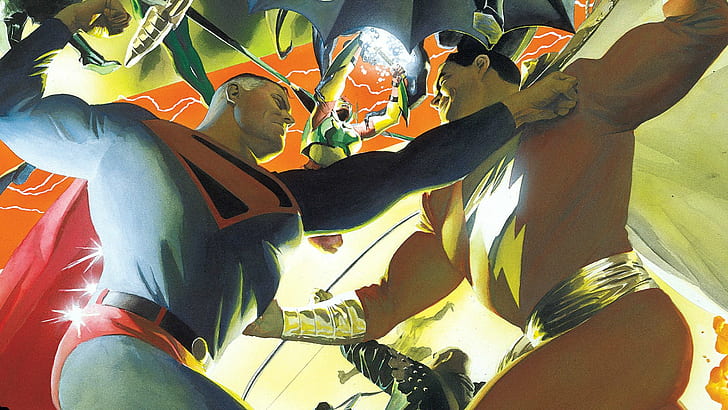 Superman DC Fight HD, pôster do super-homem e shazam, desenho animado / história em quadrinhos, dc, luta, super-homem, HD papel de parede