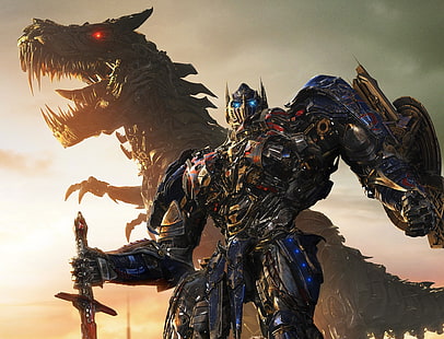 Transformers Optimus Prime e Grimlock, trasformatori dell'età di estinzione, optimus prime, trasformatori, Sfondo HD HD wallpaper