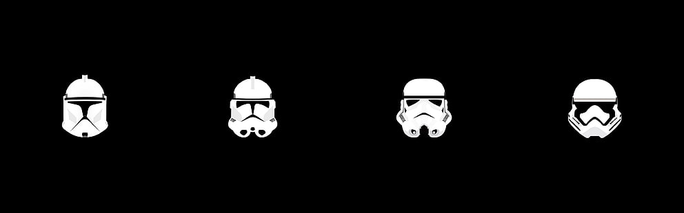 illustration de quatre soldats Star Wars, Star Wars, clone trooper, stormtrooper, casque, minimalisme, affichage multiple, deux moniteurs, Fond d'écran HD HD wallpaper