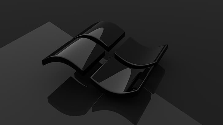 Windowsのロゴ、黒の背景、 HDデスクトップの壁紙