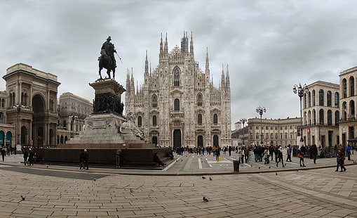white Gothic cathedral, Italy, Milan, Milan Cathedral, Duomo, The Duomo of Milan, HD wallpaper HD wallpaper