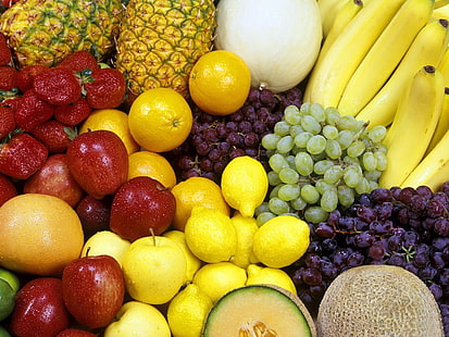 assorted fruit lot, fruit, lots, bananas, apples, pineapples, HD wallpaper HD wallpaper