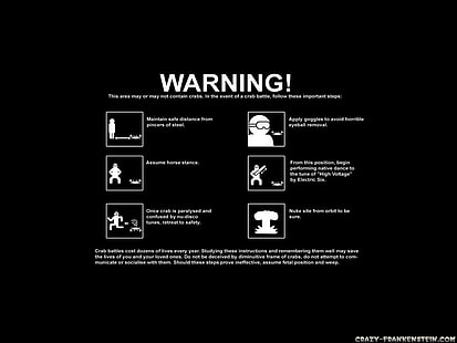 funny warning text only crabs black background 1024x768  Entertainment Funny HD Art , funny, warning, HD wallpaper HD wallpaper