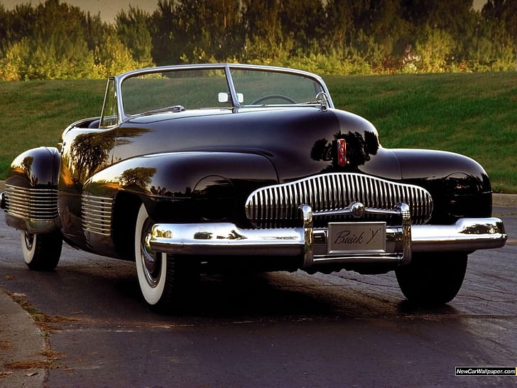negro clásico Buick Y convertible coupé, coche, coches antiguos, Buick, vehículo, Oldtimer, Fondo de pantalla HD
