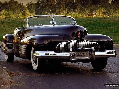 classic black Buick Y convertible coupe, car, Vintage car, Buick, vehicle, Oldtimer, HD wallpaper HD wallpaper
