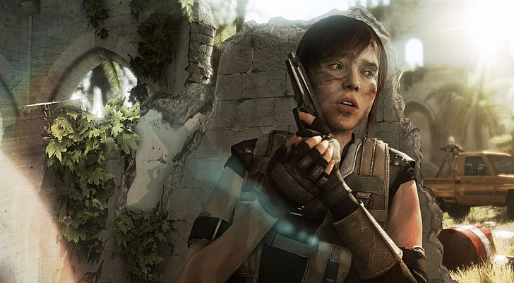 Beyond Two Souls Under Attack, female character holding pistol wallpaper, Games, Other Games, HD wallpaper