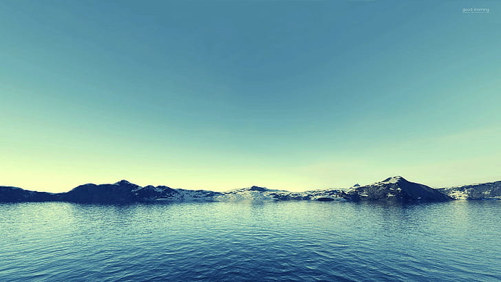 body of water, sea, mountains, HD wallpaper