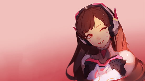 red-haired female anime character, Overwatch, video game characters, D.Va (Overwatch), HD wallpaper HD wallpaper